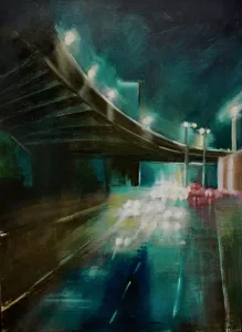Great West Rd by Night, oil on canvas, 95 X 65 cms, available as a print.